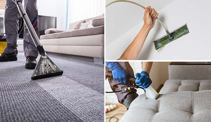 Collage of carpet, duct and upholstery cleaning