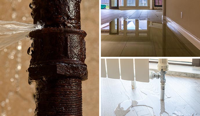 Collage of water damage