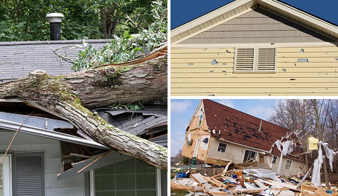 Collage storm damage