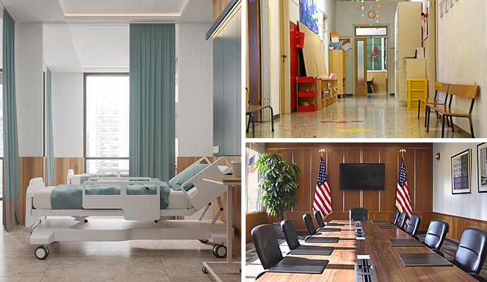 Collage Of Clean Commercial Space