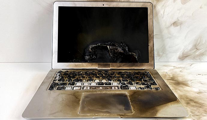 Fire damaged laptop