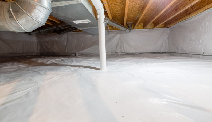 Newly encapsulated crawl space for moisture protection