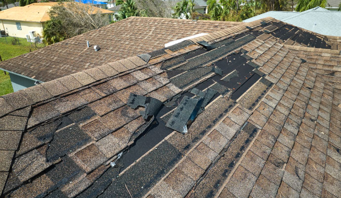 Damaged roof of a house