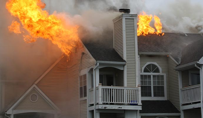 House burning on fire