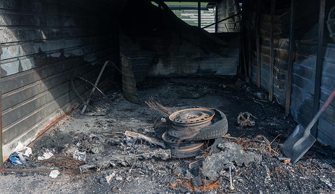 Fire damaged garage