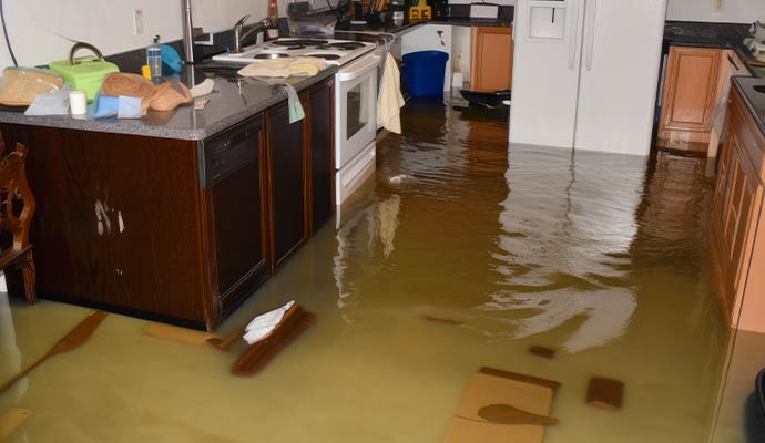 Flood damaged room
