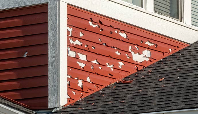Hail damaged house siding