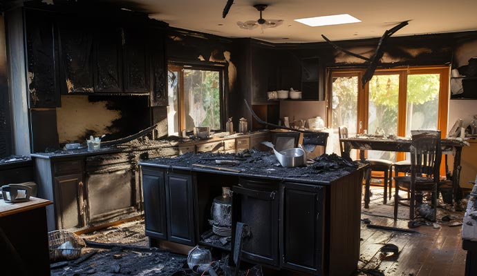 Kitchen fire damage restoration service