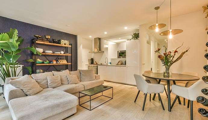 Modern living room with restored furnitures