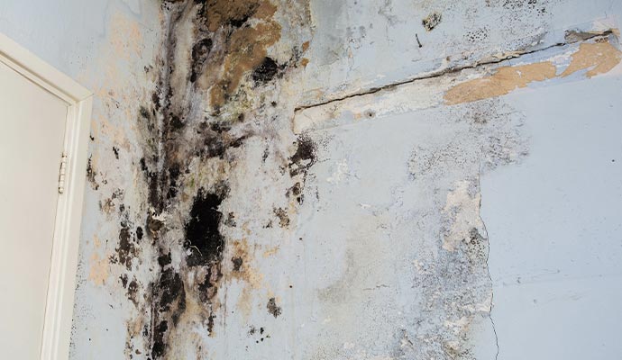 Close-up view of moldy-wall