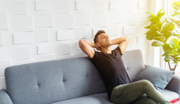 Person relaxing in room