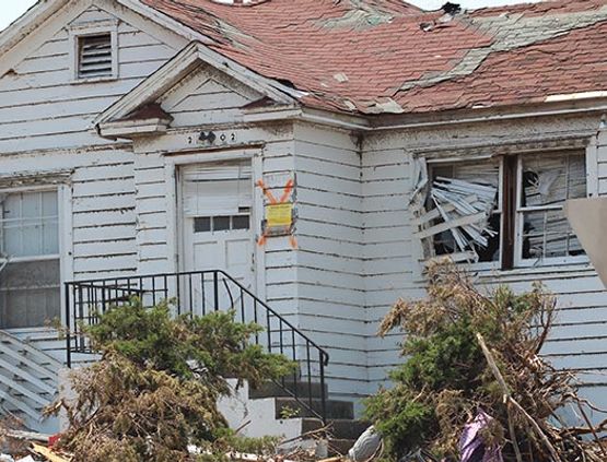 Disaster-damaged property after a storm