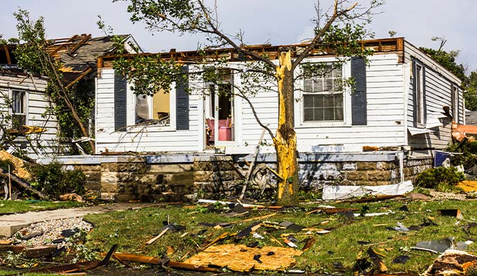 Storm damaged residential property