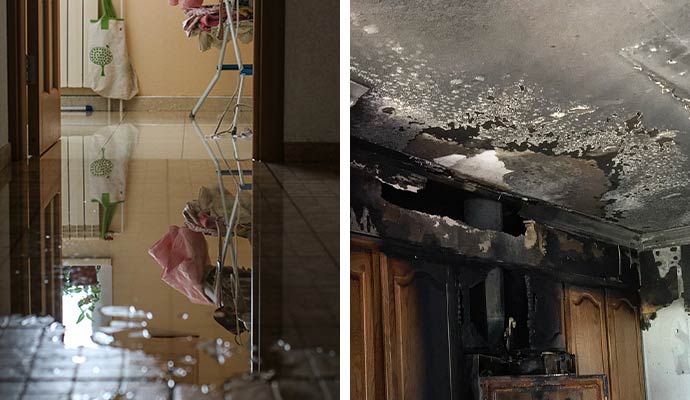 Water and fire damaged property