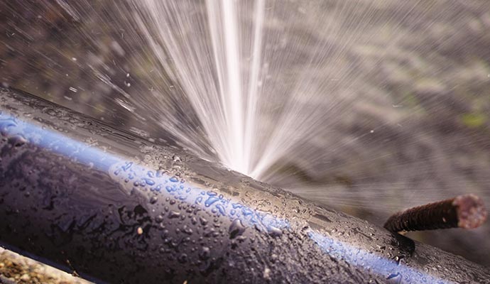 Water leaking from a broken pipe