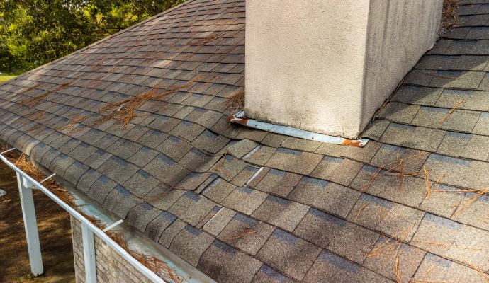 Residential roof leak caused by severe water damage