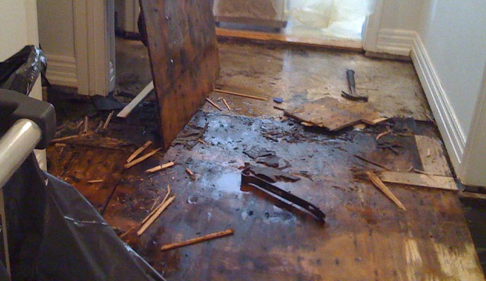 Water damage floor restoration