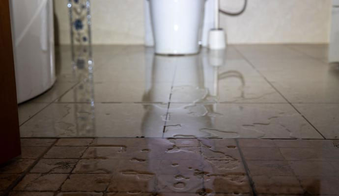 Wet bathroom floor